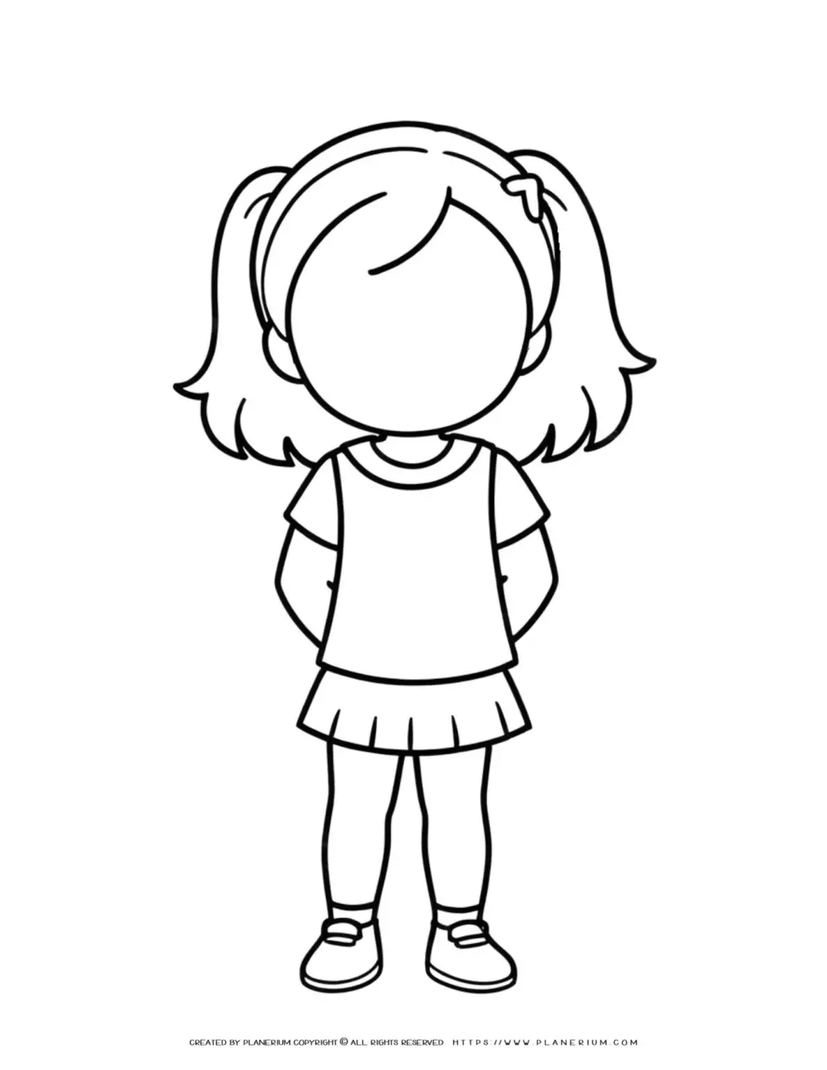 Vector girl character without facial features.