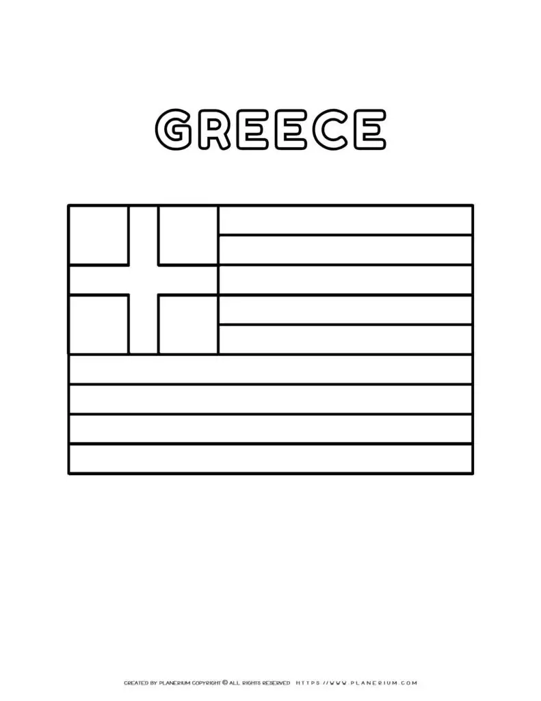 Greek flag coloring page for kids to learn about Greece's
  national symbol. Perfect for educational activities and cultural lessons.