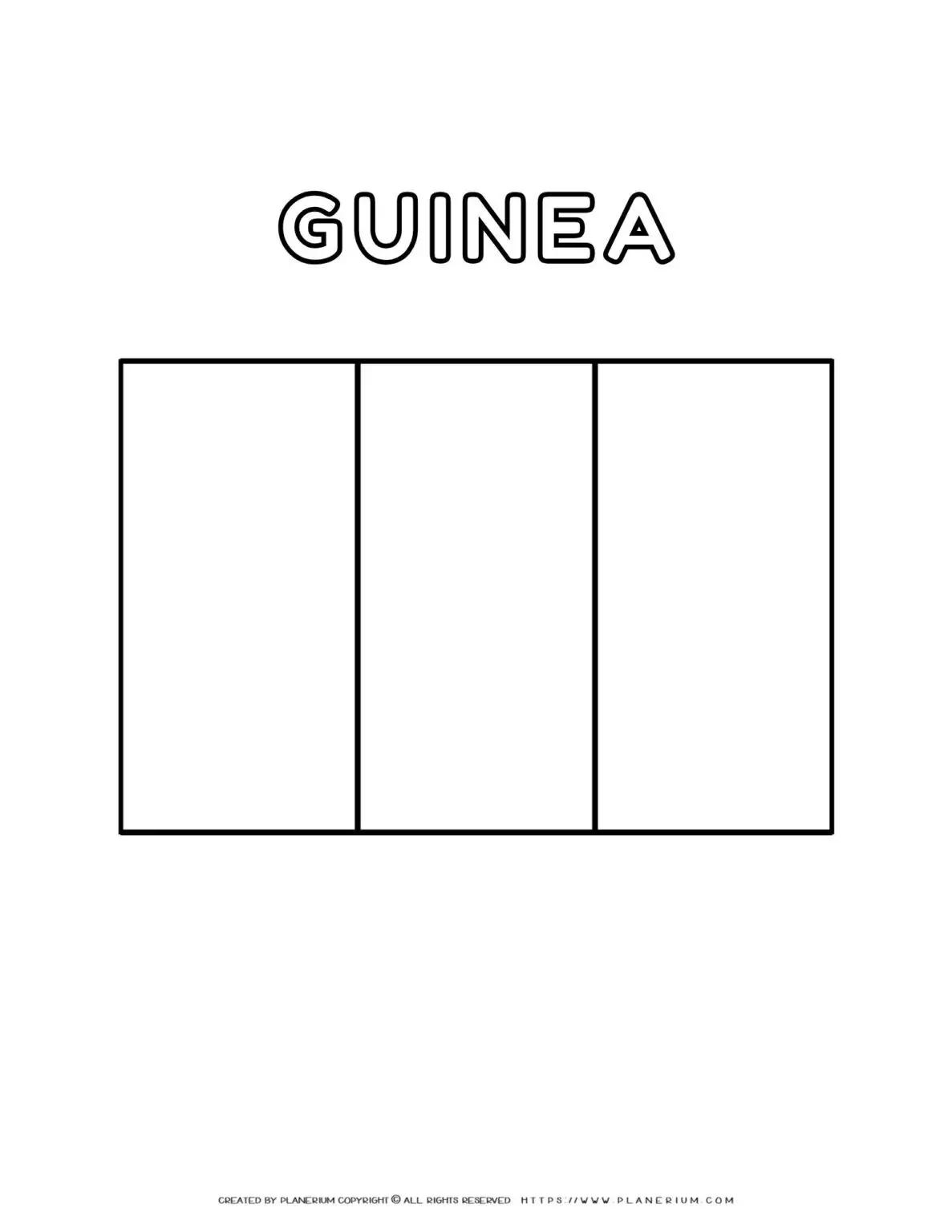 Coloring page of the flag of Guinea for kids to learn about the national symbol. Perfect for educational use and fun activities.