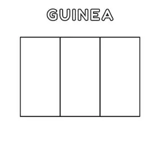 Coloring page of the flag of Guinea for kids to learn about the national symbol. Perfect for educational use and fun activities.