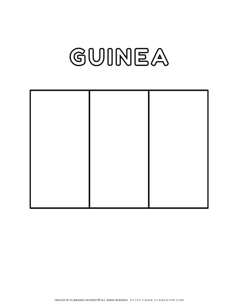 Coloring page of the flag of Guinea for kids to learn about
  the national symbol. Perfect for educational use and fun activities.