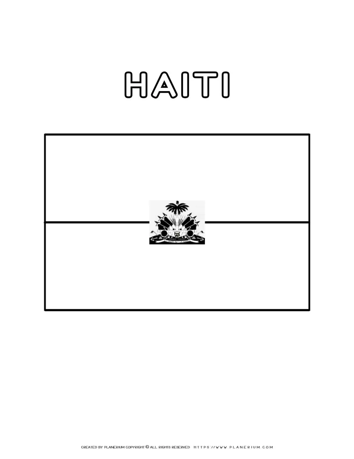 Haiti flag coloring page for kids to learn about national symbols and colors. Perfect for educational activities and cultural awareness.
