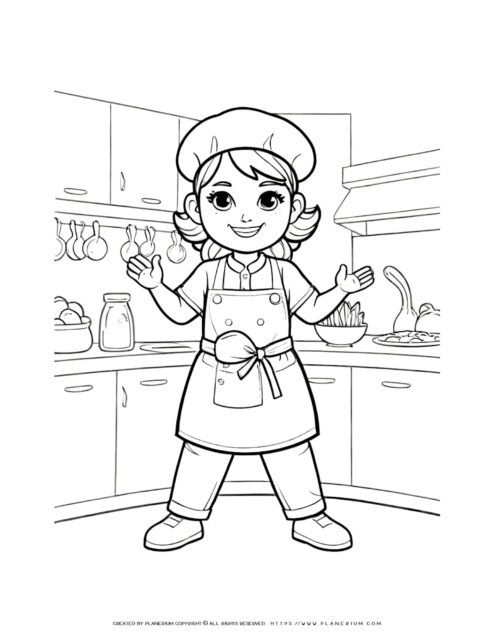 Cartoon chef in a kitchen