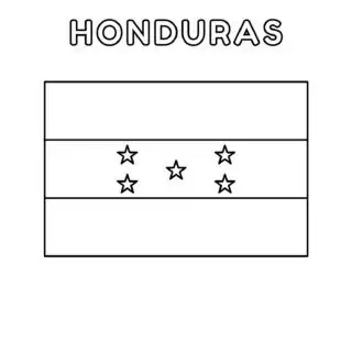 Coloring page of the Honduras flag for kids to learn about Central American countries. Perfect for educational use and cultural activities.
