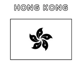 Hong Kong flag coloring page for kids to learn about national symbols. Printable activity for educational purposes and creative fun.