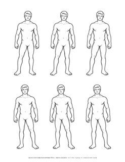 Six identical male character templates.