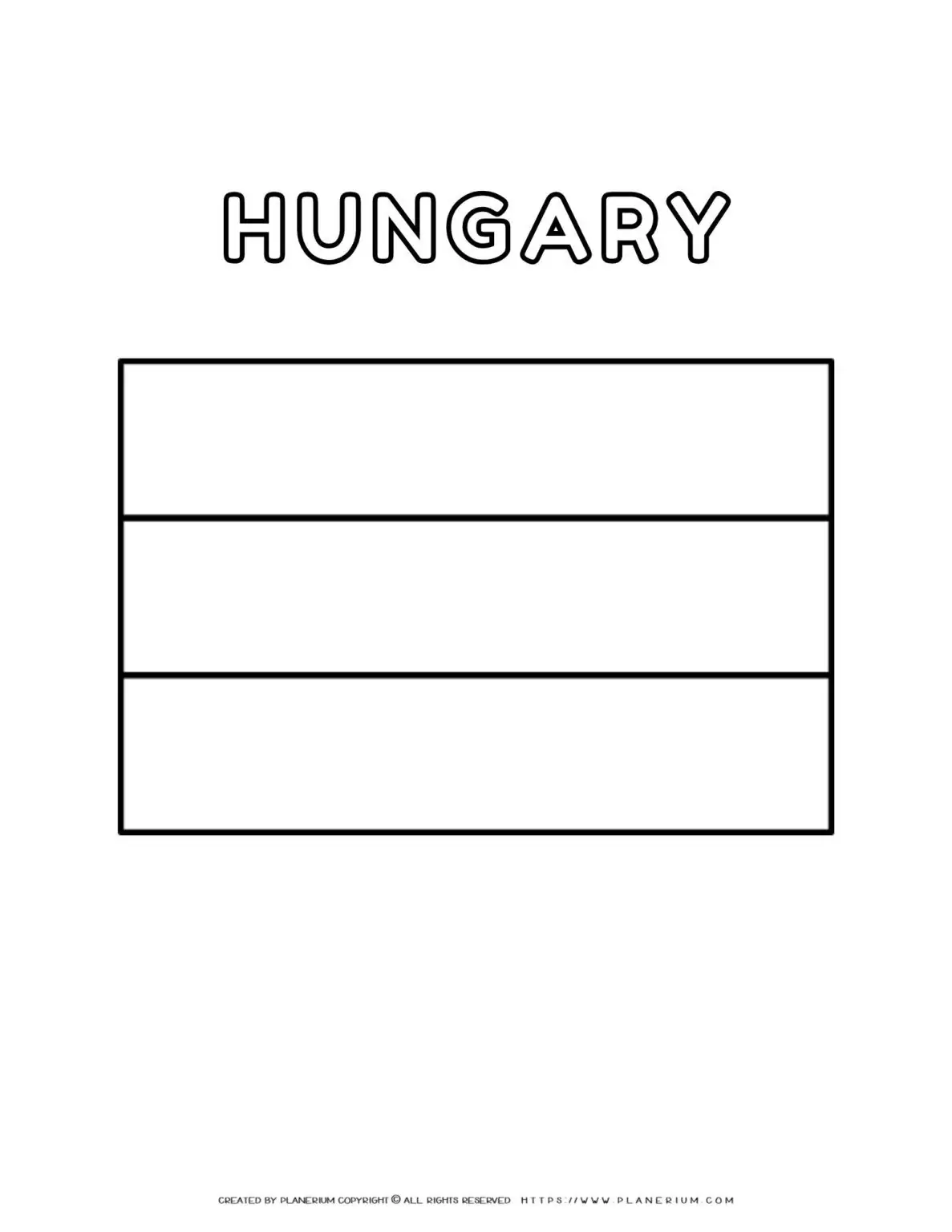 Hungary flag coloring page for kids to learn about Hungarian culture and colors. Perfect for educational activities and patriotic celebrations.