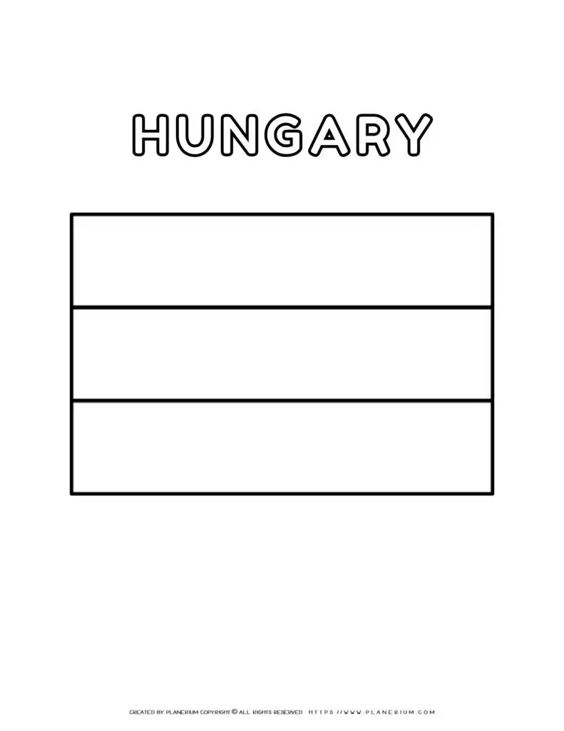 Hungary flag coloring page for kids to learn about Hungarian
  culture and colors. Perfect for educational activities and patriotic
  celebrations.