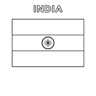 Coloring page of the Indian flag with Ashoka Chakra. Perfect for kids to learn about India's national symbol. Ideal for educational use.