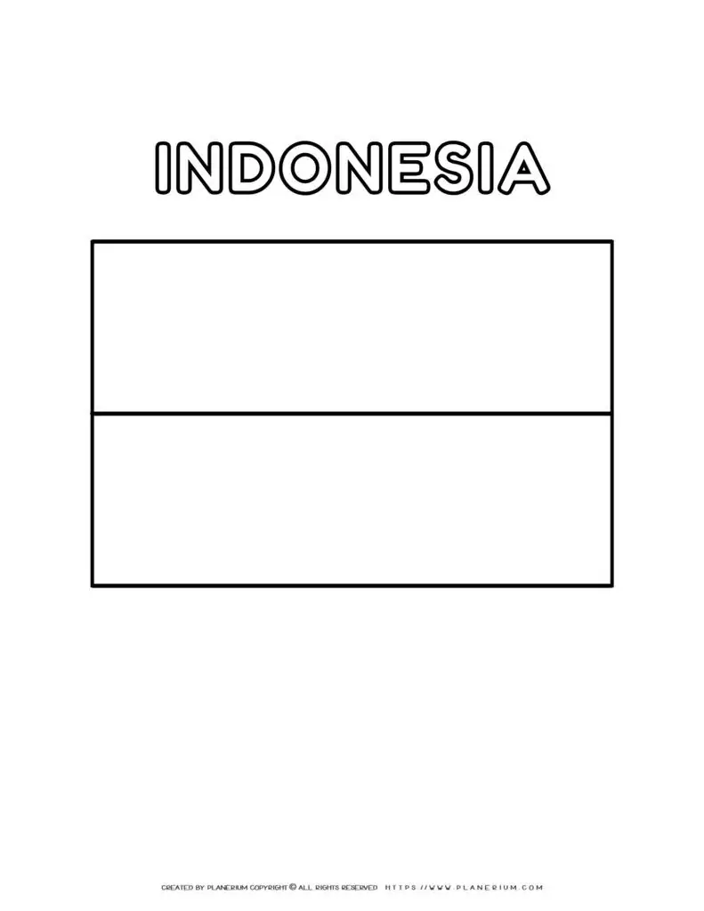 Indonesia flag coloring page for kids to learn about
  national symbols and colors. Perfect for educational activities and cultural
  studies.