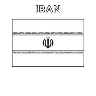 Iran flag coloring page for kids to learn about national symbols. Printable activity for educational purposes and cultural awareness.
