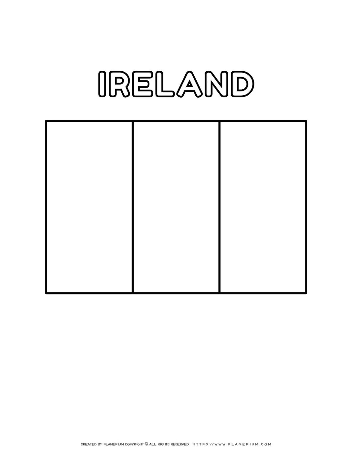 Irish flag coloring page for kids to print and color at home. Perfect for St. Patrick's Day activities and learning about Ireland's flag.
