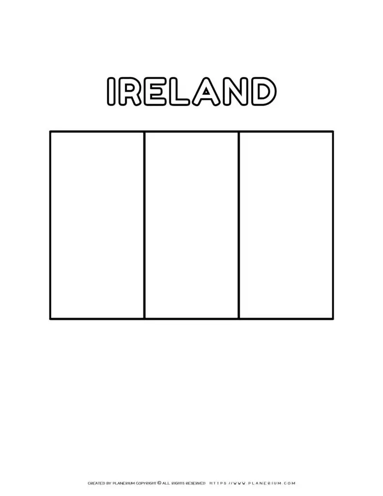 Irish flag coloring page for kids to print and color at
  home. Perfect for St. Patrick's Day activities and learning about Ireland's
  flag.