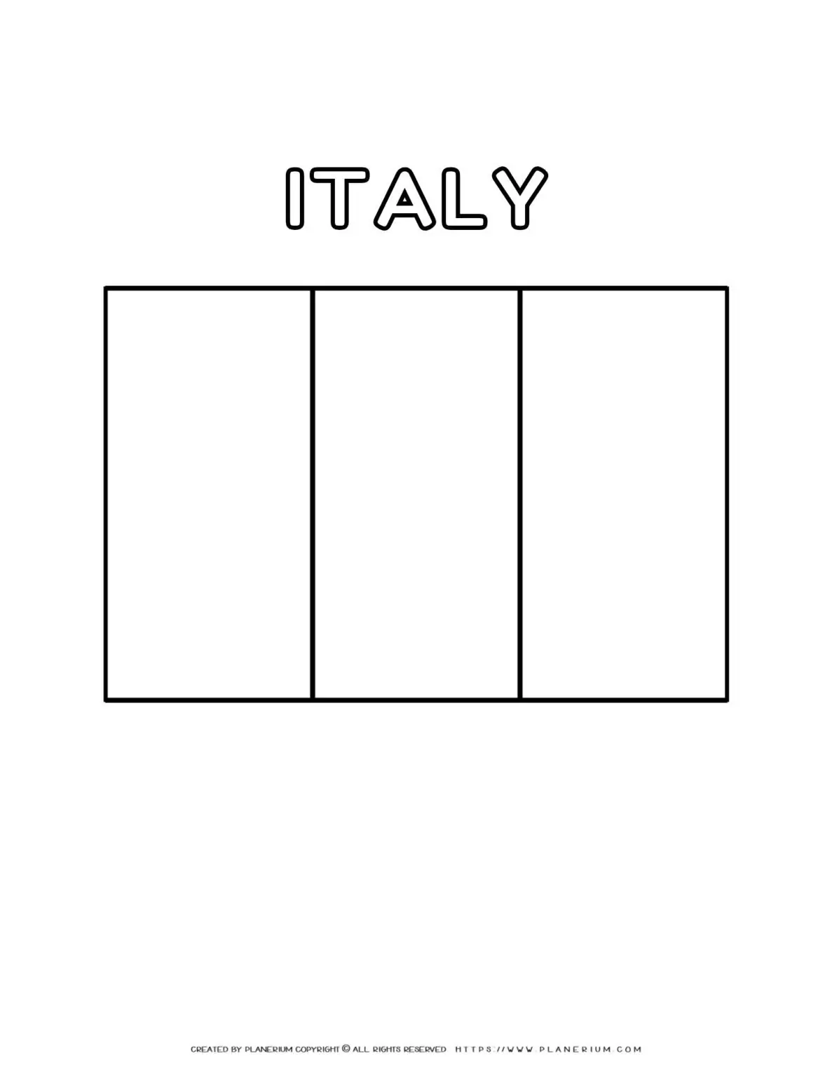 Italian flag coloring page for kids to learn about Italy's national symbol. Perfect for educational activities and cultural exploration.