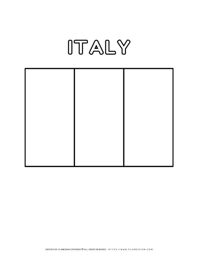 Italian flag coloring page for kids to learn about Italy's
  national symbol. Perfect for educational activities and cultural exploration.