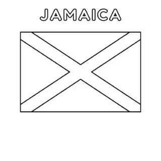 Jamaica flag coloring page for kids to learn about Caribbean culture and national symbols. Perfect for educational activities and crafts.