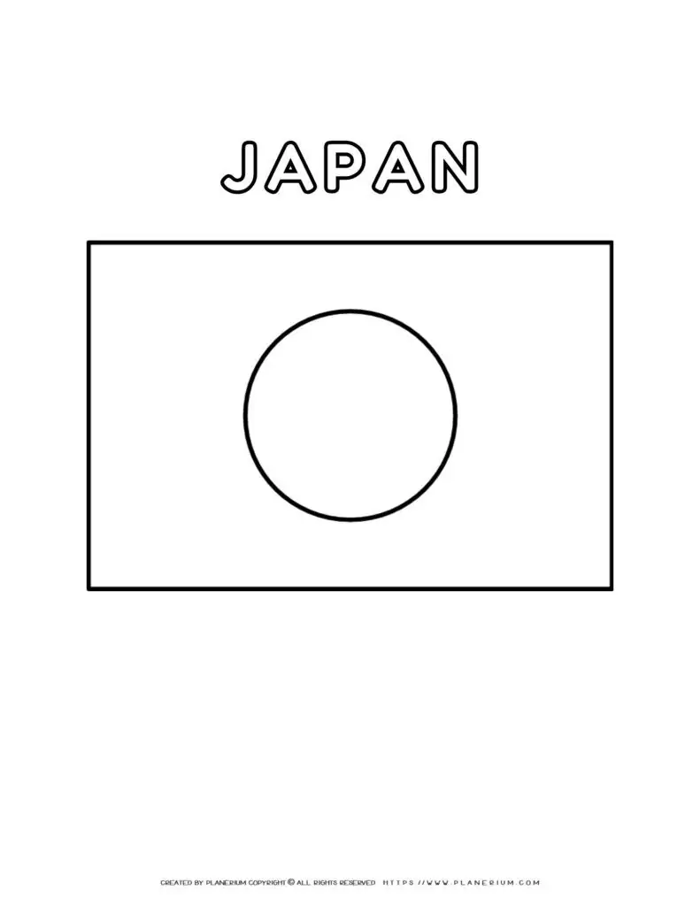 Japanese flag coloring page for kids to learn about Japan's
  culture and traditions. Perfect for educational activities and creative fun.