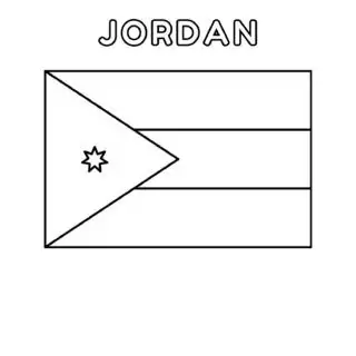 Jordan flag coloring page for kids to learn about Middle Eastern culture and colors. Perfect for educational activities and national holidays.