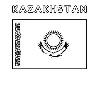 Kazakhstan flag coloring page for kids to learn about national symbols. Fun and educational activity for children.
