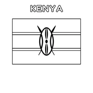 Kenya flag coloring page for kids to learn about African countries. Printable sheet with the national flag of Kenya. Fun and educational activity.