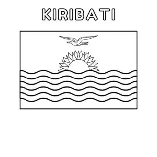 Coloring page of Kiribati flag for kids to learn about the country's national symbol. Perfect for educational use and cultural activities.