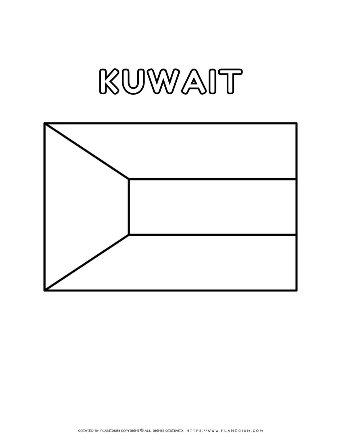 Kuwait flag coloring page for kids to print and color at home. Perfect for learning about Kuwait's national flag.