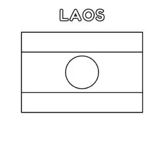 Laos flag coloring page for kids with printable design, perfect for learning about national symbols and colors. Ideal for educational use.