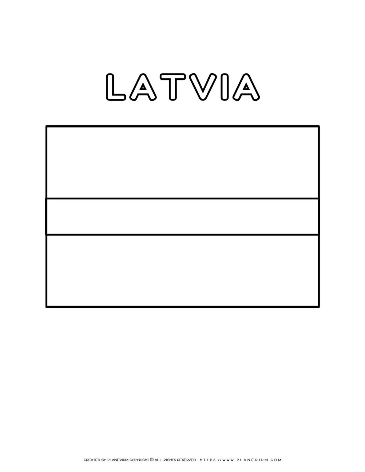 Latvia flag coloring page for kids to learn about national symbols and colors. Perfect for educational activities and patriotic celebrations.