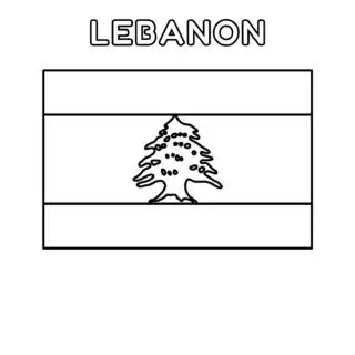 Lebanon flag coloring page for kids with national symbols and colors. Fun and educational activity for learning about Lebanon's heritage and culture.