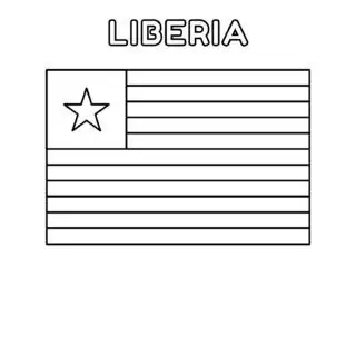 Liberia flag coloring page for kids to learn about national symbols. Perfect for educational activities and patriotic celebrations.