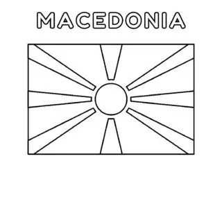 Coloring page of the Macedonia flag for kids to learn about the national symbol. Fun and educational activity for children.