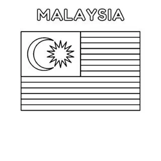 Malaysia flag coloring page for kids to learn about national symbols and colors. Perfect for educational activities and patriotic celebrations.
