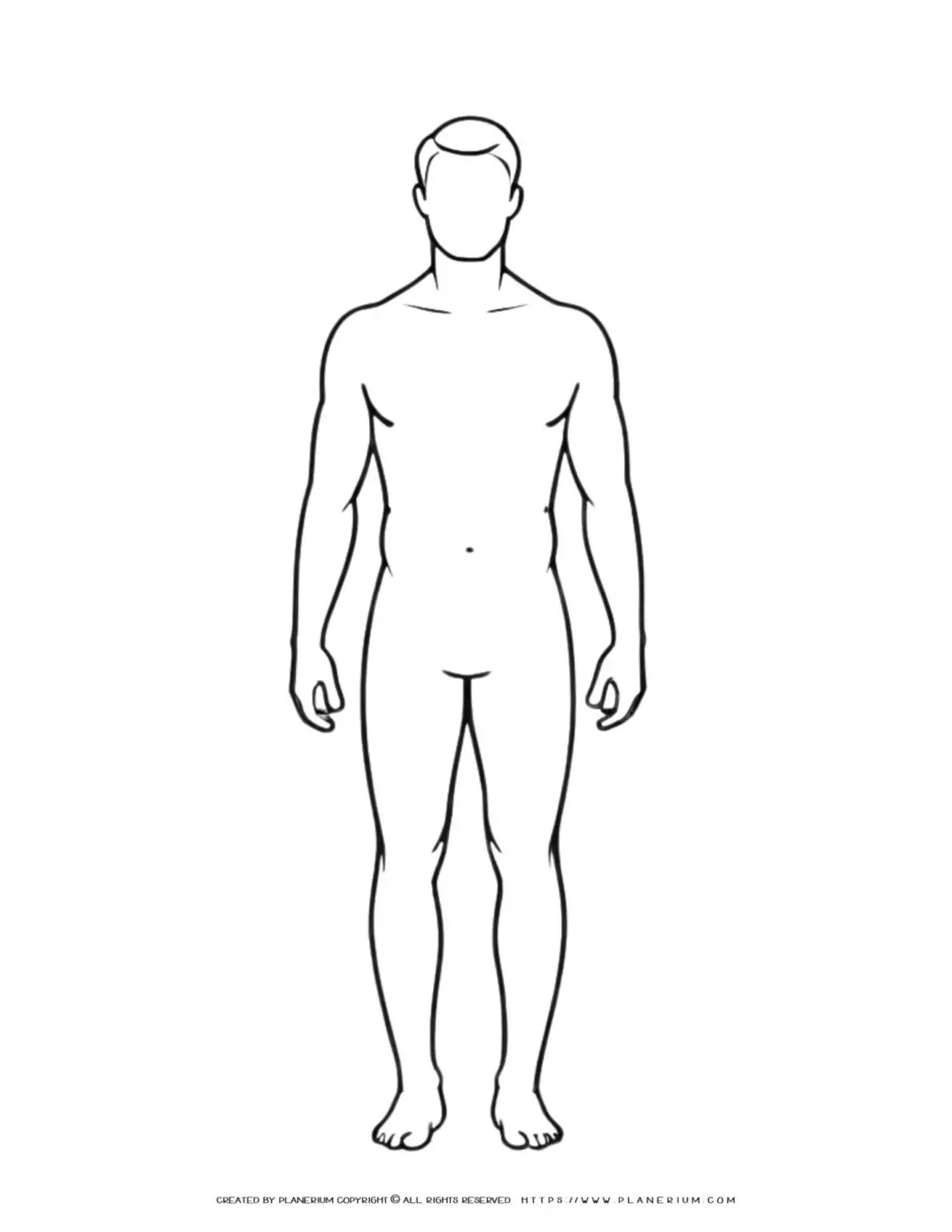 Outline of human male front view