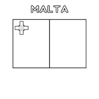 Malta flag coloring page for kids to learn about national symbols and colors. Perfect for educational activities and patriotic celebrations.