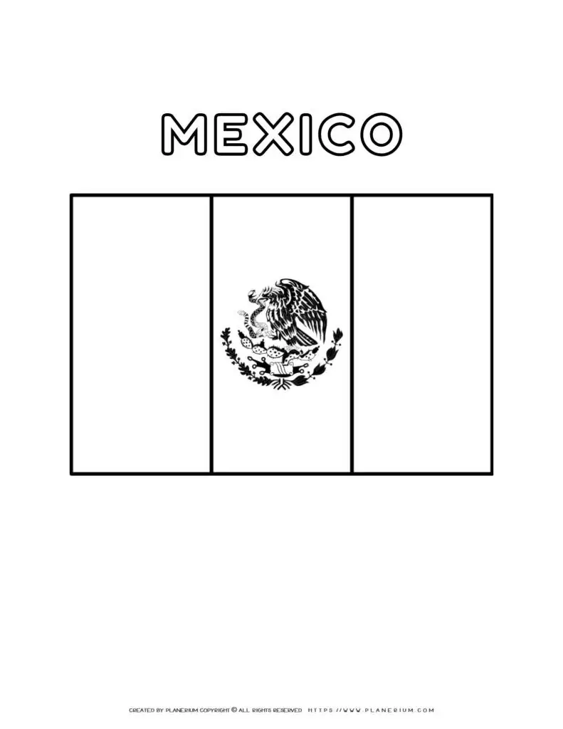Mexican flag coloring page for kids to learn about Mexico's
  national symbol. Perfect for educational activities and cultural lessons.