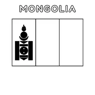 Mongolia flag coloring page for kids to learn about national symbols and colors. Perfect for educational activities and patriotic crafts.
