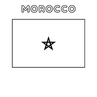 Morocco flag coloring page for kids to learn about national symbols and colors. Perfect for educational activities and cultural studies.