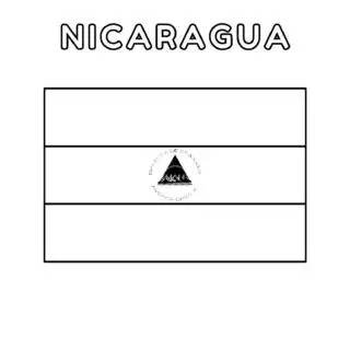 Nicaragua flag coloring page for kids to learn about Central American country's national symbol. Perfect for educational activities and cultural exploration.