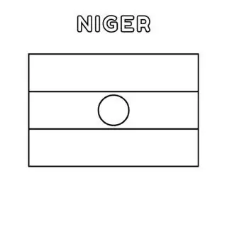 Niger flag coloring page for kids to learn about African countries. Printable activity featuring the national flag of Niger. Great for geography lessons.