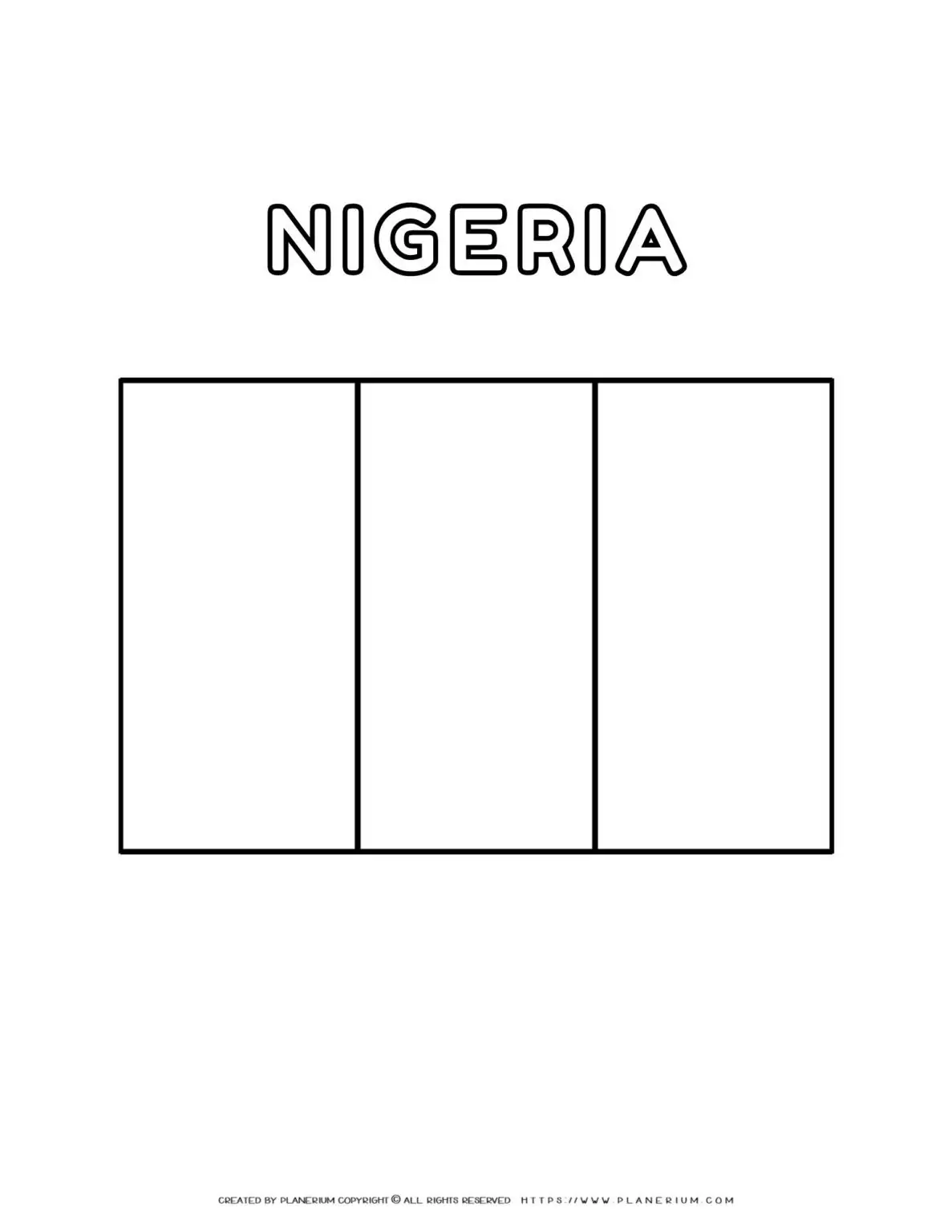 Nigeria flag coloring page for kids to learn about Nigerian culture and colors. Perfect for educational activities and patriotic celebrations.