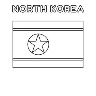 North Korea flag coloring page for kids to learn about world flags. Printable activity for geography lessons and cultural education.