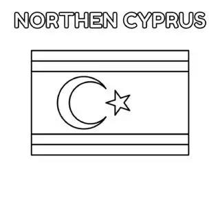 Coloring page of the flag of Northern Cyprus for kids to learn about the country's national symbol. Perfect for educational use and fun activities.