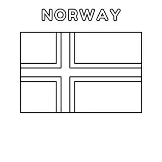 Norway flag coloring page for kids to learn about Scandinavian culture and geography. Perfect for educational activities and patriotic celebrations.