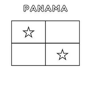 Panama flag coloring page for kids to learn about national symbols and colors. Perfect for educational activities and patriotic celebrations.