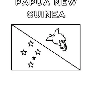 Coloring page of Papua New Guinea flag with bold red, black, and yellow colors. Ideal for teaching geography and national pride.