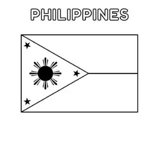 Philippines flag coloring page for kids to learn about national symbols and colors. Perfect for educational activities and patriotic celebrations.