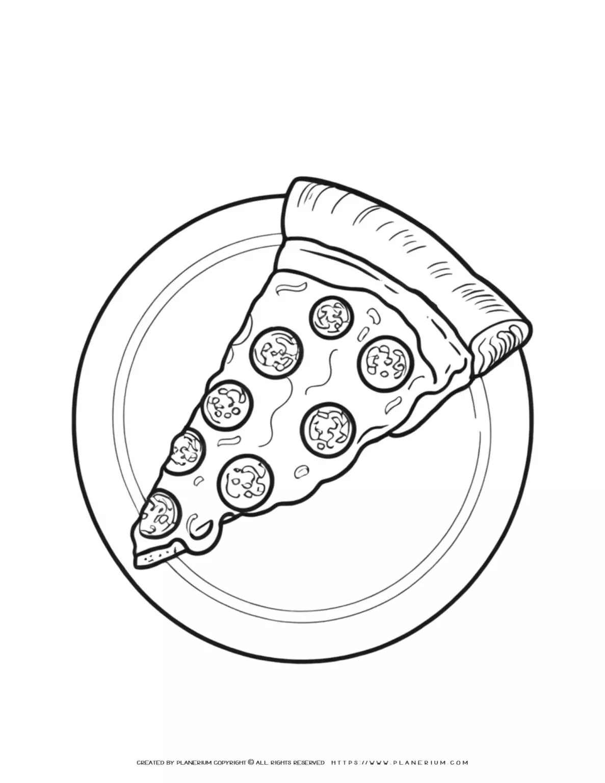 Pepperoni pizza slice on a plate illustration