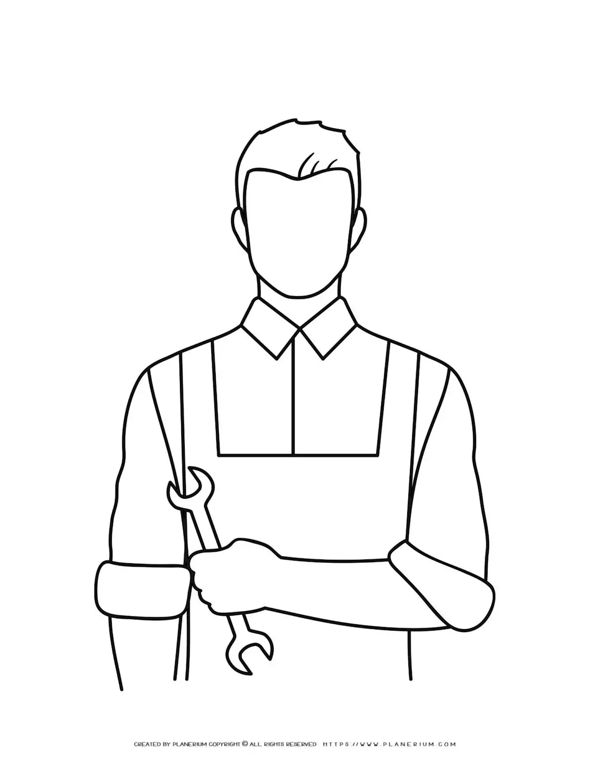 Outline of a mechanic holding a wrench
