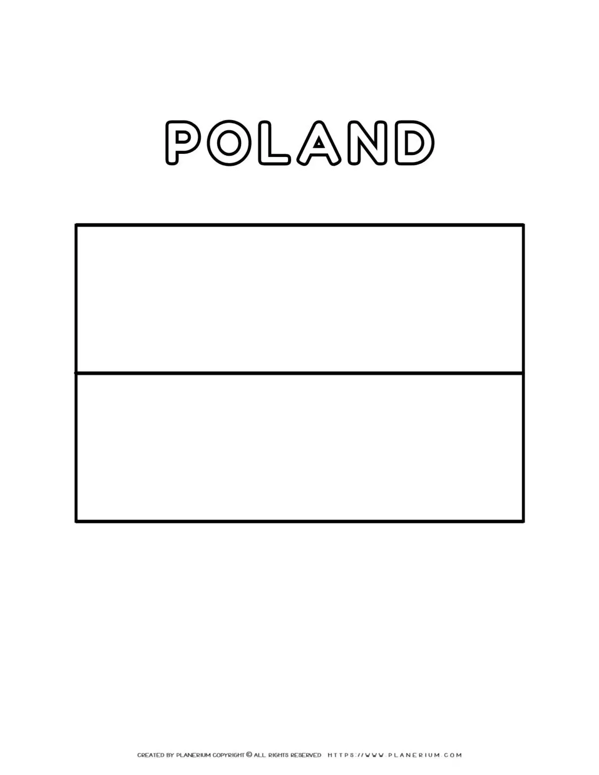 Poland flag coloring page for kids to learn about national symbols and colors. Perfect for educational activities and patriotic celebrations.