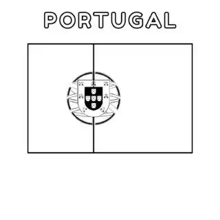 Portugal flag coloring page for kids to learn about national symbols and colors. Perfect for educational activities and cultural lessons.